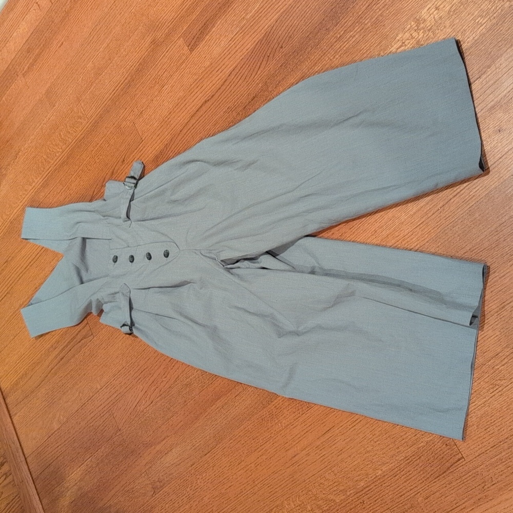 Misty Lane - Vintage 1970s Stylish Gray Buttoned Jumpsuit - Picture 2 of 14
